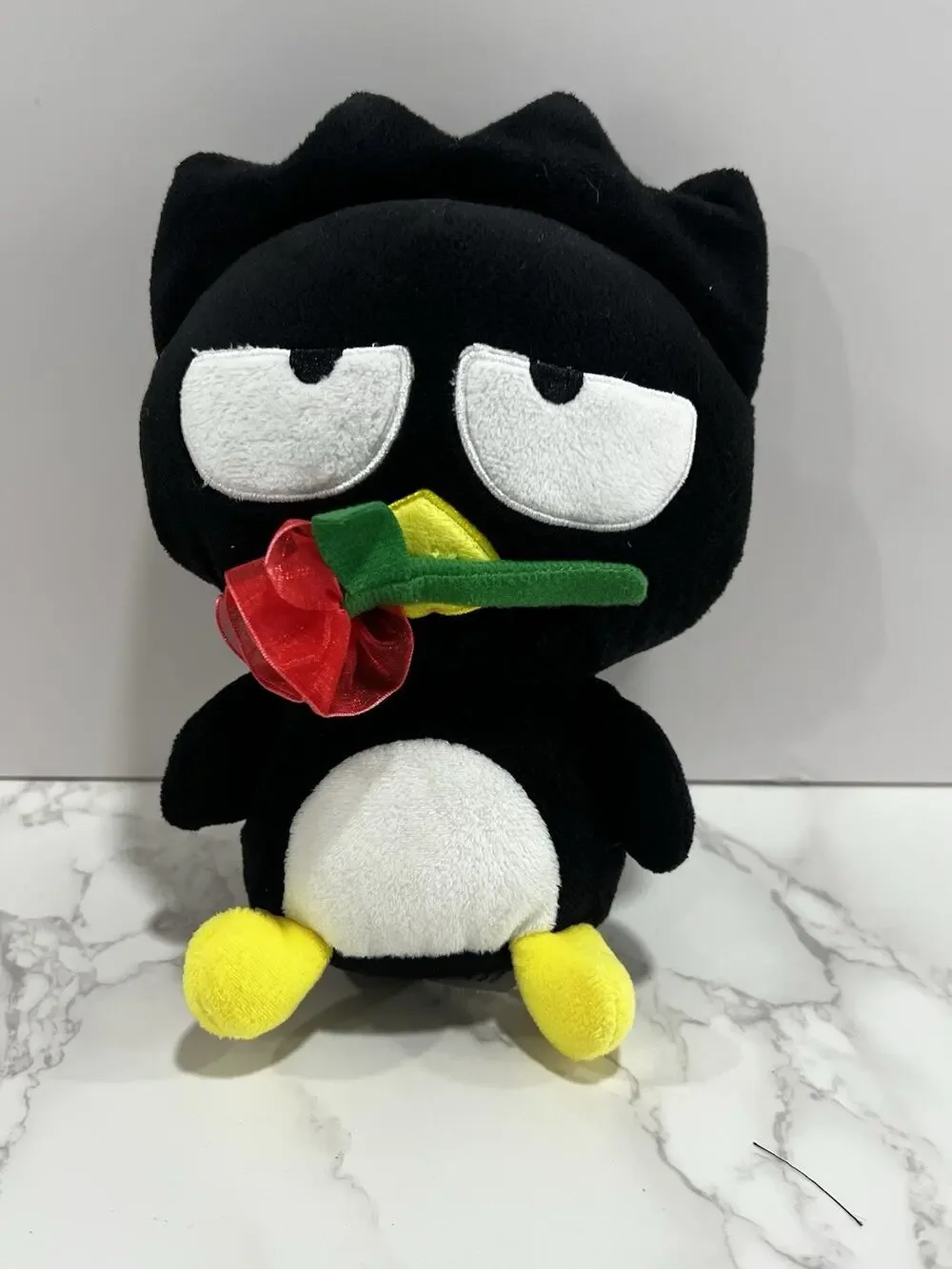 2024 Sanrio Badtz-Maru Plush w/ Rose 10” Black Penguin Stuffed Animal